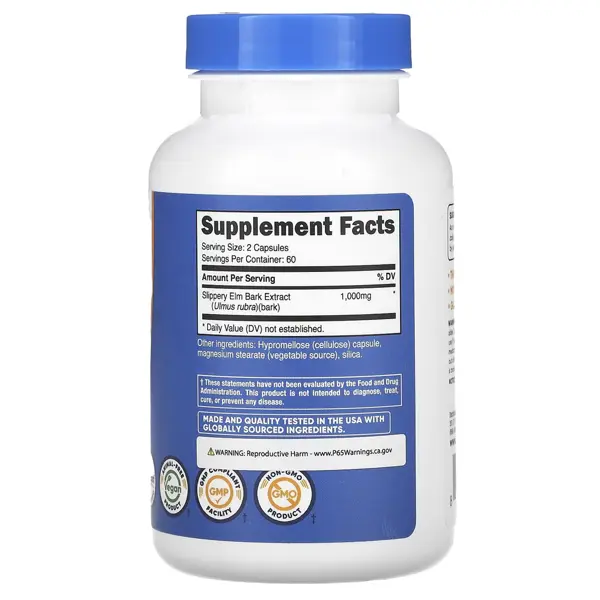 Nutricost Slippery Elm Bark 500 mg Capsules